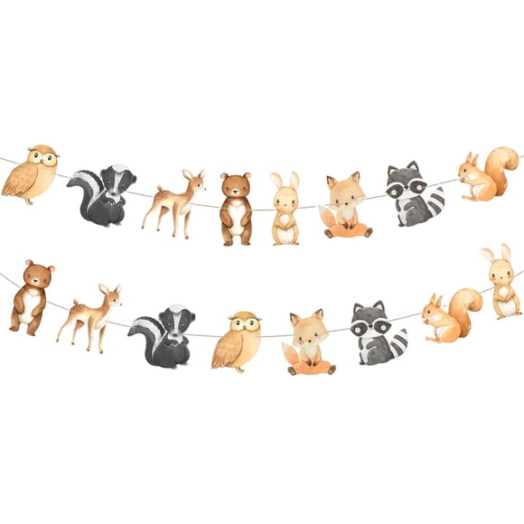 Guirnalda Aukolass de Animales del Bosque para Baby Shower y Fiesta