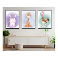 Genérico - Cuadros Unicornio Pack 3 Unidades 35X50 Cm