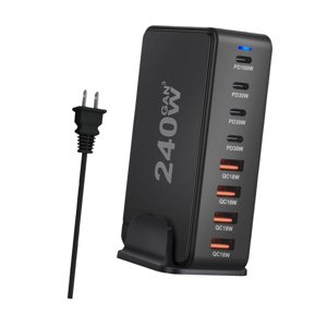 Magideal - Cargador Usb C De 240 W Con 8 Puertos Para Centros Comerciales, Hoteles, Estaciones De Carga De Escritorio Para Teléfonos Móviles Negro