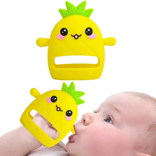 Fruit Baby Teether,Baby Teething Toys Silicone Teether Toy For Infants 3+ Months, Never Drop Baby Mitten Teether For Soothing Teething Pain Relief, Baby Chew Toys For Sucking Needs, BPA Free