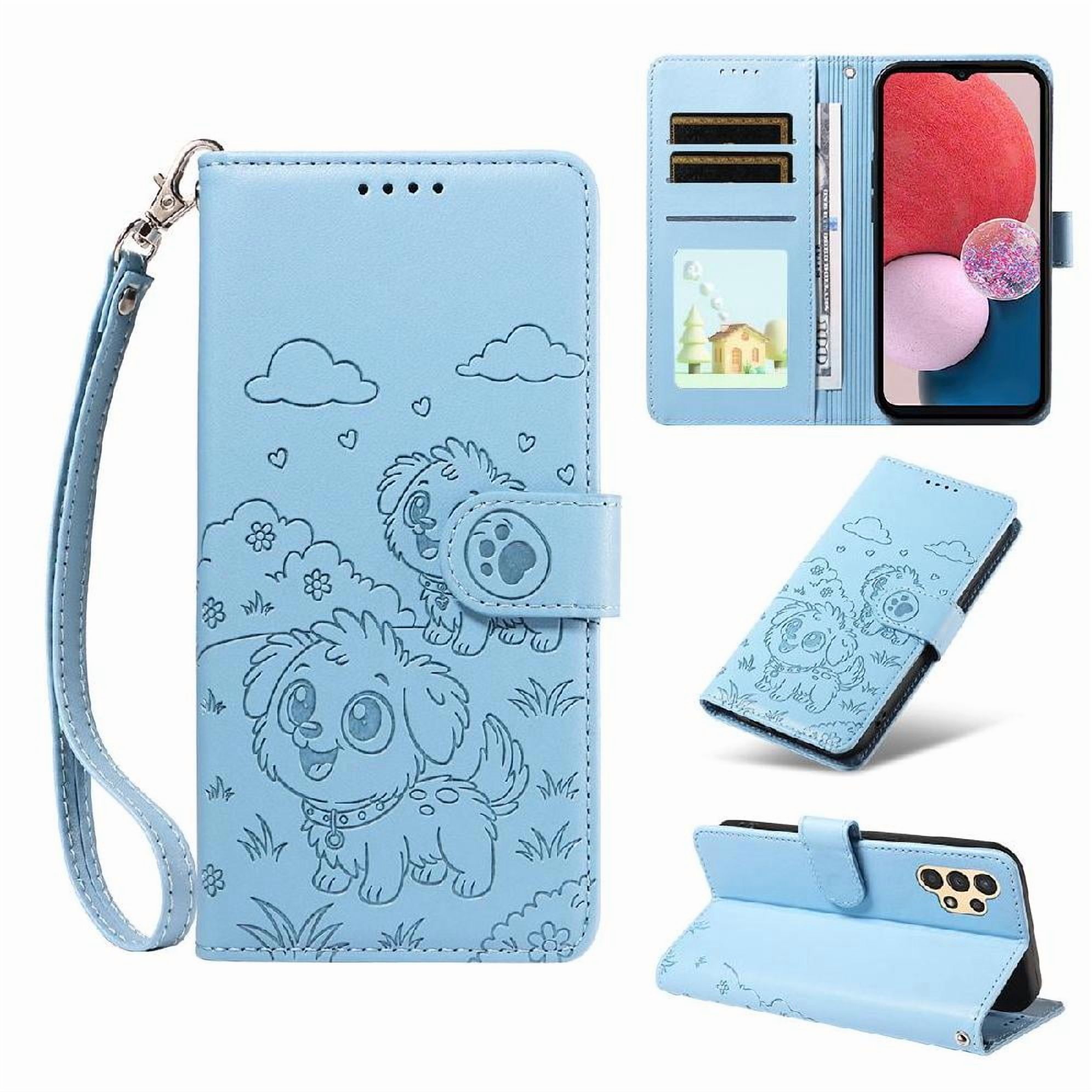 Funda Billetera Foxdock Compatible Con Samsung Galaxy A04S, Diseño Perrito Tierno, Ranuras Para Tarjetas Y Soporte Plegable