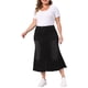 thumbnail image 2 of Faldas de Jean con Cola de Pescado de Talla Grande para Mujeres de Agnes Orinda, Cintura Alta Vintage, Dobladillo Crudo, Abertura Frontal, Casual, Midi, con Bolsillos, 4X Negro, 2 of 6