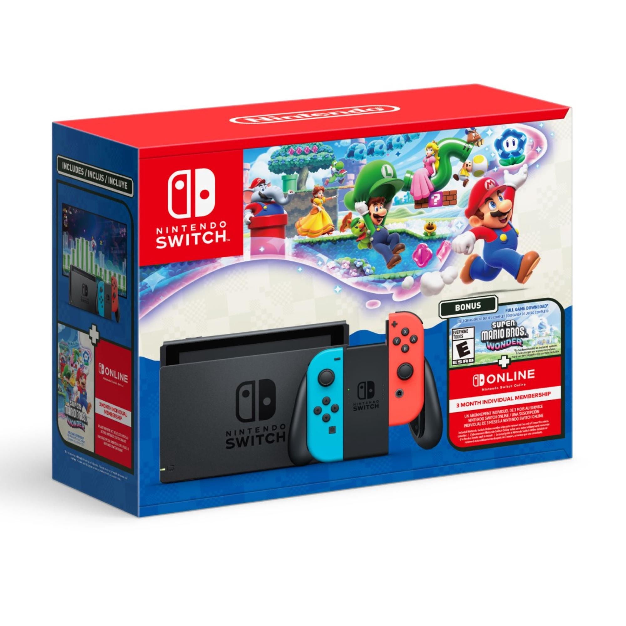 Consola Nintendo Switch 1.1 Neón, Super Mario Bros. Wonder 3 Meses de Nintendo Switch Online