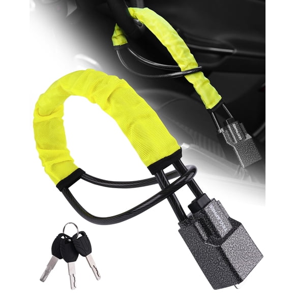 Cerradura de volante Tevlaphee, antirrobo, de seguridad para coche, color amarillo
