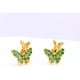 thumbnail image 2 of Aros Pegados Mariposa, Pavé Circones Verdes, Regalo Mujer Dorado, 2 of 6
