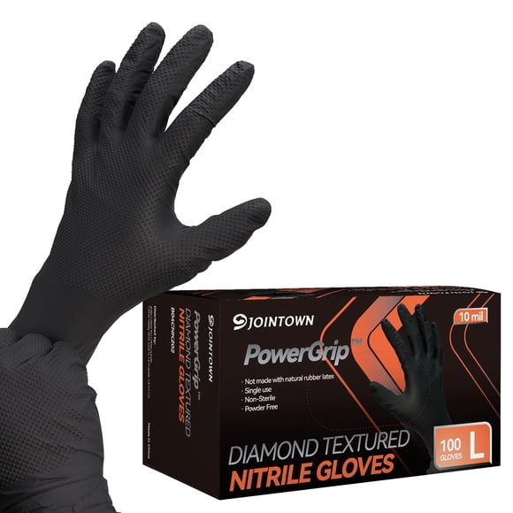 Guantes De Nitrilo Reforzados De 10 Mil Negros De Alta Resistencia