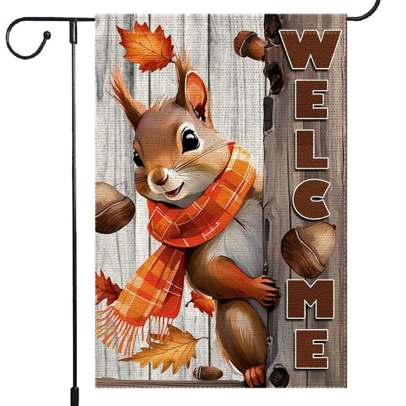 Bandera de jardín RMXJKIIU 30 × 46 cm Ardilla Decoración de Otoño