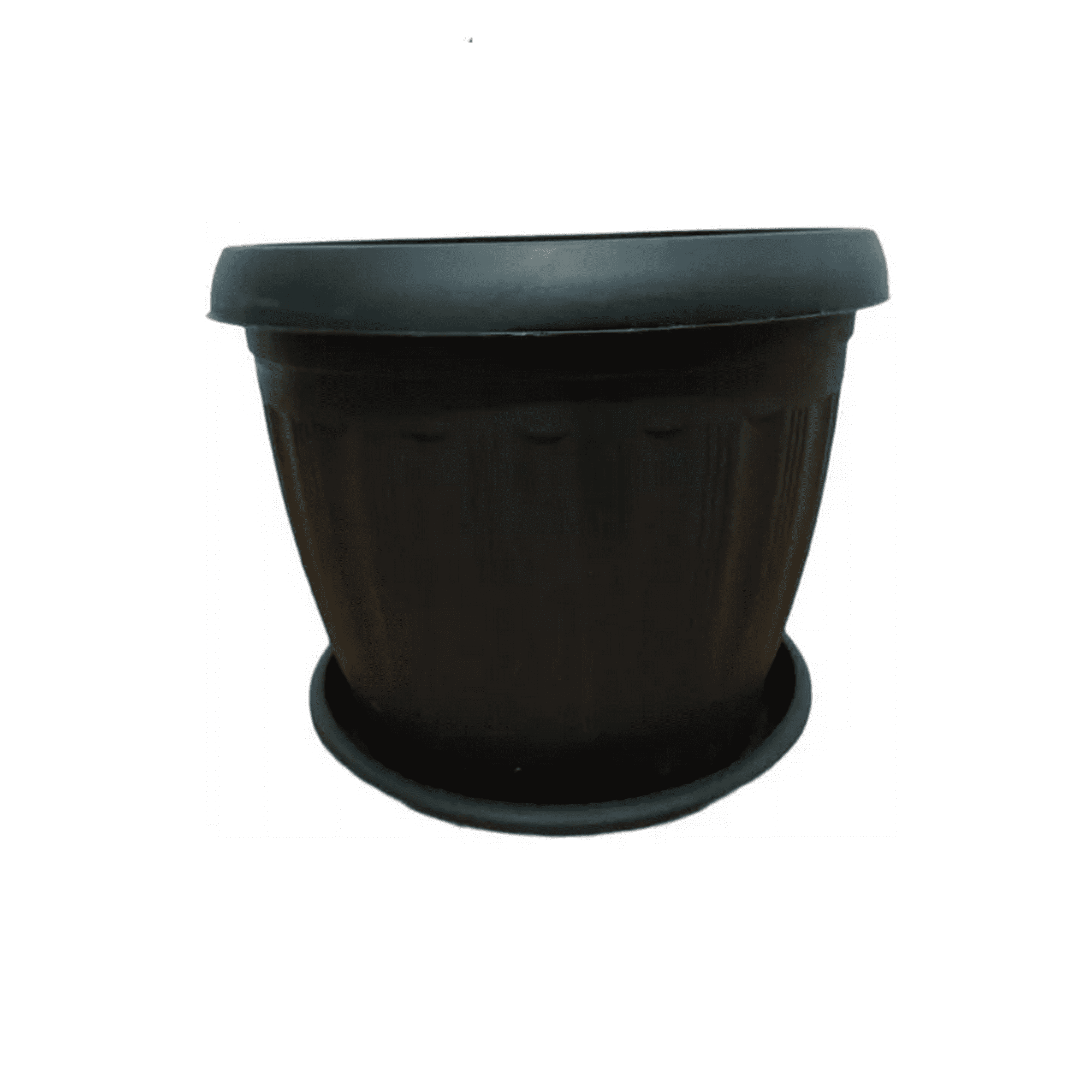 Genérico - Macetero Redondo Con Plato 30cm Negro