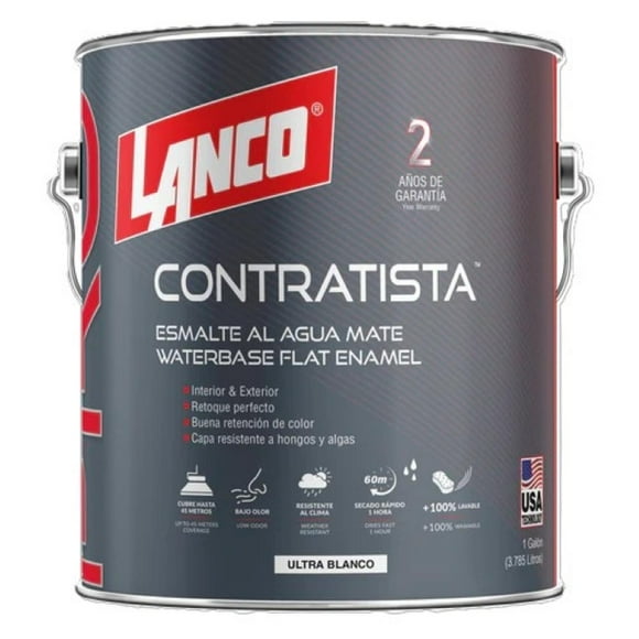 Esmalte Al Agua Pro Contratista Galon (3.7lt) Blanco Lanco blanco 3.7