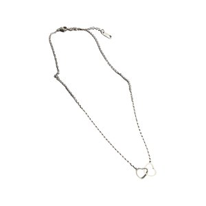 Ioensy - Collar De Corazón, Joyería De Aleación, Collar De Doble Corazón Abierto Para Mujeres Y Niñas, Regalo De Plata