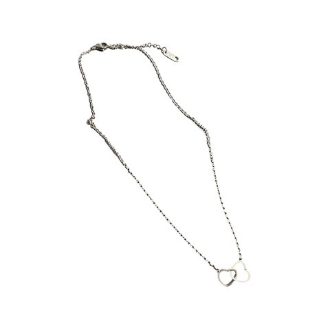 Ioensy - Collar De Corazón, Joyería De Aleación, Collar De Doble Corazón Abierto Para Mujeres Y Niñas, Regalo De Plata