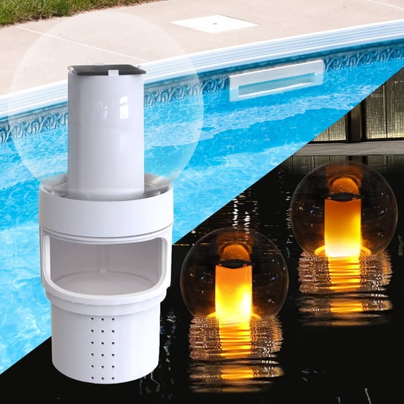 Flotador de cloro para piscina LanBlu con luz de llama solar