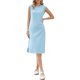 thumbnail image 2 of Vestido de trabajo con mangas cortas para mujer, verano, midi, cuello redondo, casual, con abertura en el dobladillo, M, azul claro, 2 of 6