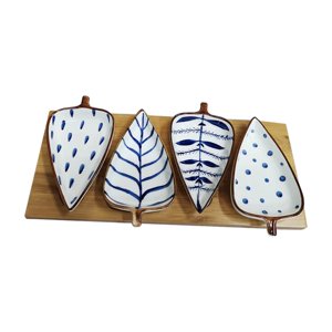 Bothyi - 4 Platos Japoneses De Cerámica Con Bandeja Para Ensalada, Aperitivo, Salsa