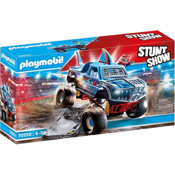 Toy Playmobil Stunt Show Shark Monster Truck con coche de demostración