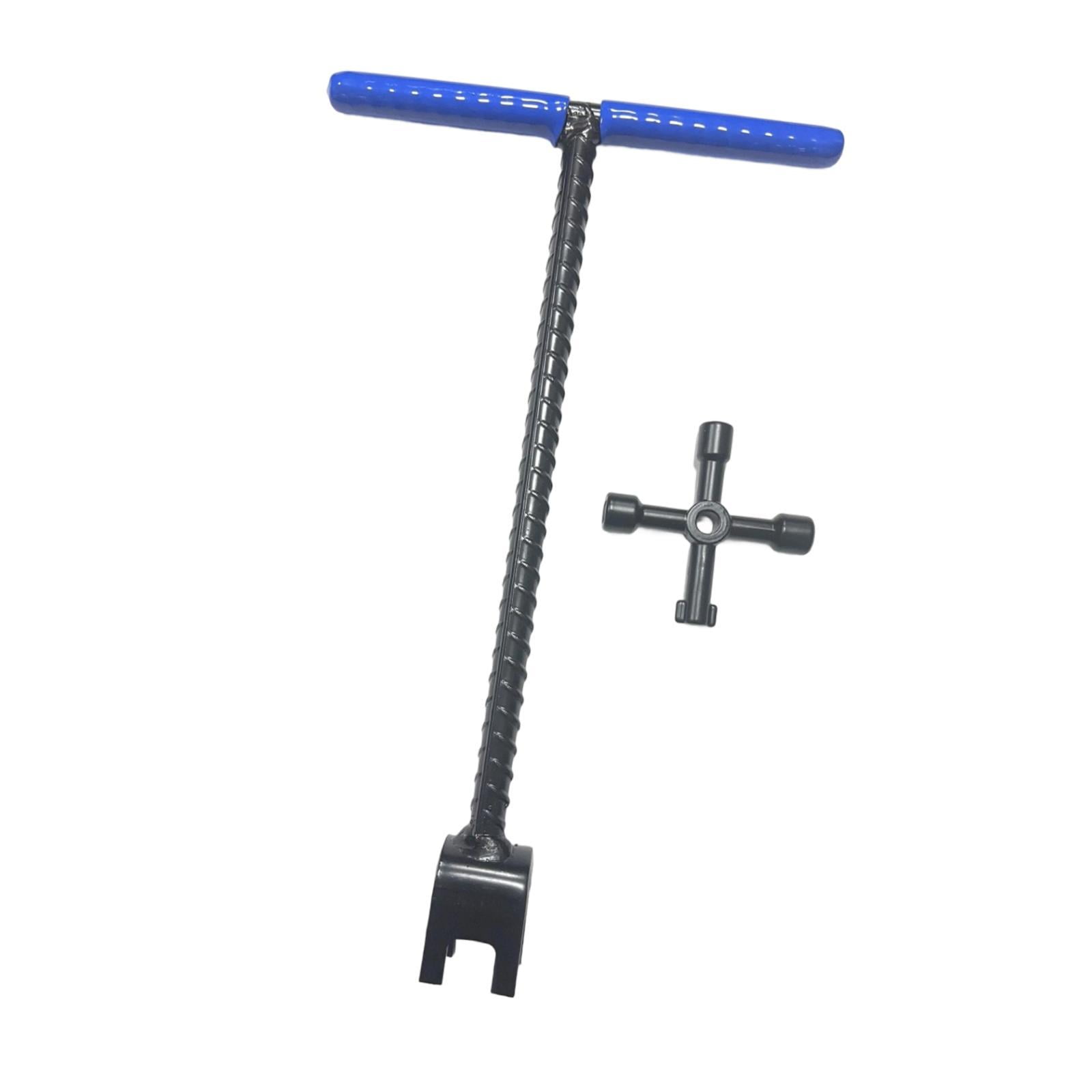 Magideal - Llave Para Medidor De Agua Con Mango En T, Llave Multifunción De 4 Vías, Herramienta De Plomería De Jardín De Alta Resistencia Para Eliminación De Des 12 Pulgadas Azul