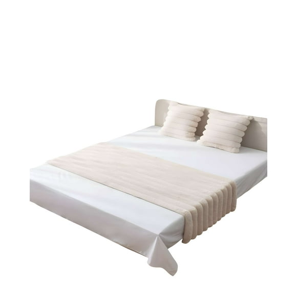 Juego De Piecera Con Dos Fundas De Cojin Modelo Lineal 2 Plazas Beige