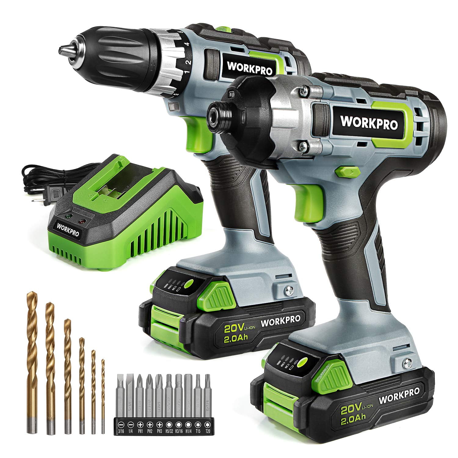 Kit Taladro Inalámbrico Workpro 20 V Taladro/destornillador De Impacto