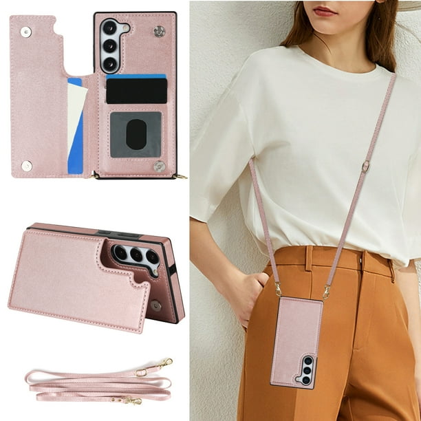 Crossbody PU Leather Case For Samsung Galaxy S23 S22 Plus Note 20 Ultra Wallet Card Slot Stand Holder Phone Bag Cover