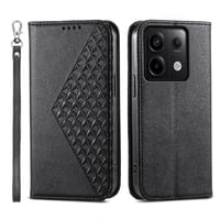 Funda Flip Foxdock Para Xiaomi Redmi Note 13 Pro 5G , Estilo Billetera Con Diseño Rombo, Correa De Mano Y Soporte, Uso Diario