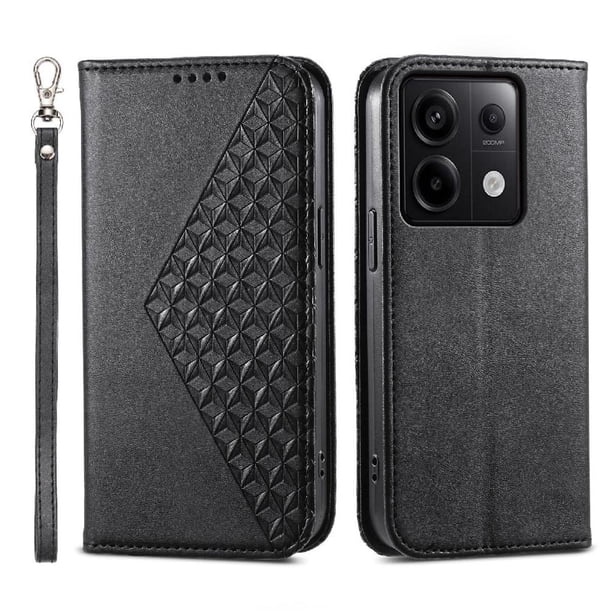 Funda Flip FOXDOCK para Xiaomi Redmi Note 13 Pro 5G , Estilo Billetera con Diseño Rombo, Correa de Mano y Soporte, Uso Diario