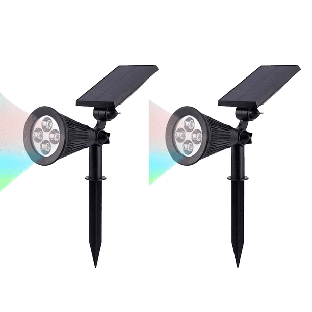 Paquete de 2 focos solares LED para exteriores, para iluminación de paisajes, patios y jardines.