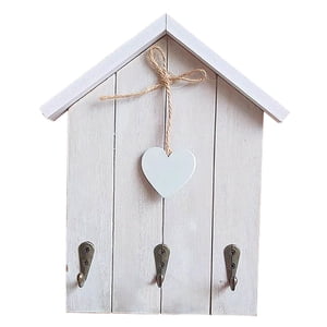 Magideal - Colgador De Madera Para Llaves En Forma De Casa, Decoración De Pared Para Colgar En El Hogar Con Ganchos, Estante Para Llaves, Armario Para Llaves Par Blanco