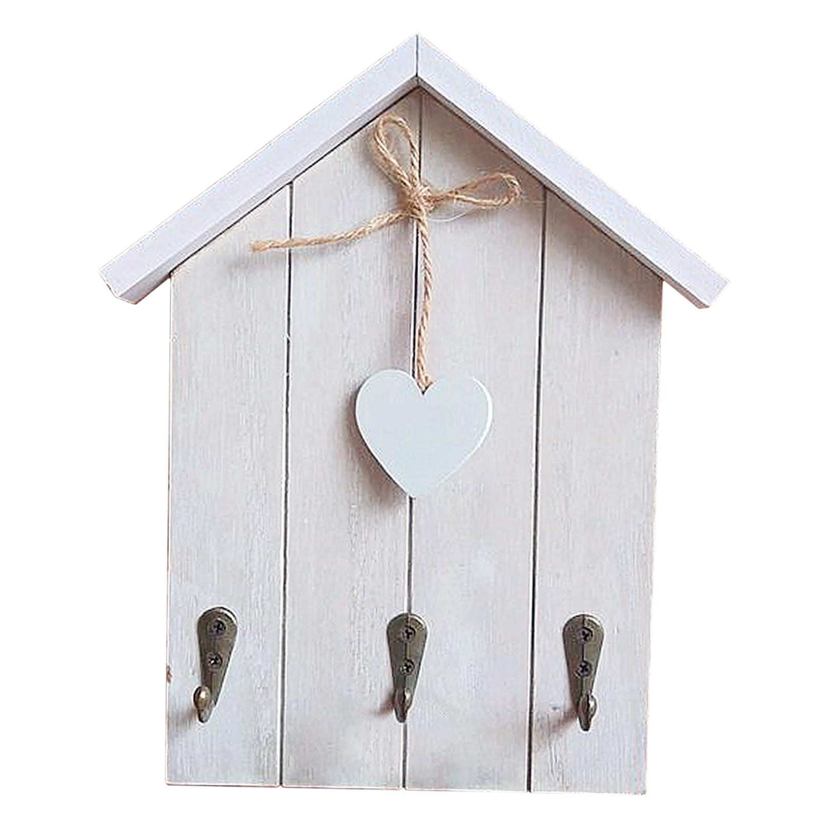 Magideal - Colgador De Madera Para Llaves En Forma De Casa, Decoración De Pared Para Colgar En El Hogar Con Ganchos, Estante Para Llaves, Armario Para Llaves Par Blanco