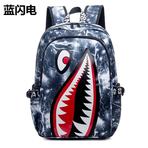 Cool shark mouth prints bagpack boy camouflage college bags unisex schoolbags waterproof backpacks student large capacity bags