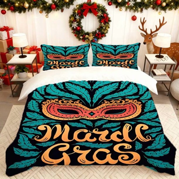Carnival Orange Mask Printed Quilt Cover Set Bedding Quilt Cover Pillowcase Set Soft Comfortable Suitable for Home And Bedroom Gues