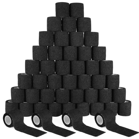 Envoltorio para vendaje Fenhupe, 48 unidades, 5 m x 5 cm, autoadhesivo, negro