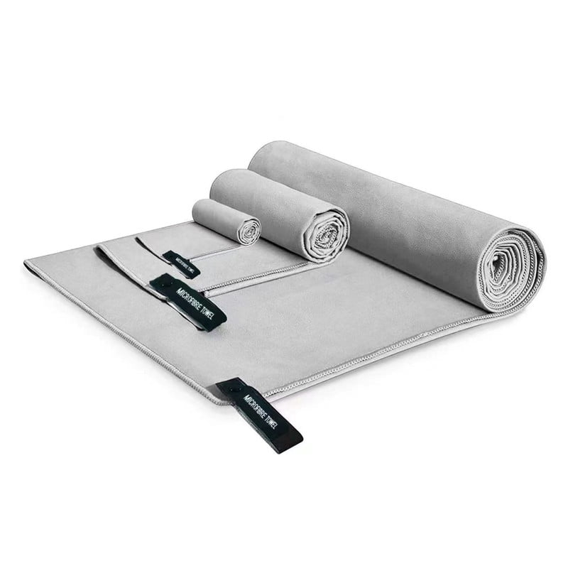 Babyluna - Toalla Microfibra De Deporte, Baño, Viaje, 3 Pcs Gris