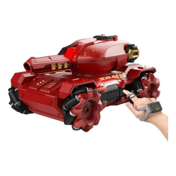 Tanque A Control Remoto Teledirigido Lanza Bolitas De Biogel rojo