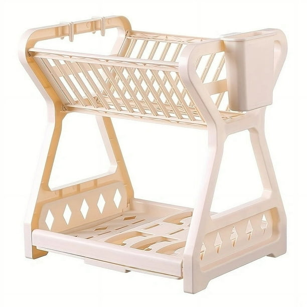 Modern Double Layer Dish Rack - Keep Your Kitchen Organized with this Stylish Dish Drying Rack - Fits Bowls - Home Kitchen Supplies