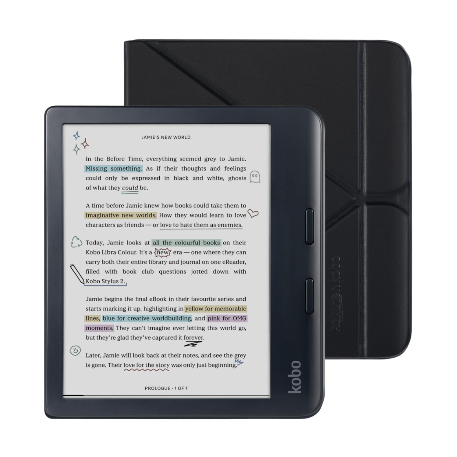 Paquete De Ereader Kobo Libra De Color Negro Con Funda De 32 Gb Resistente Al Agua
