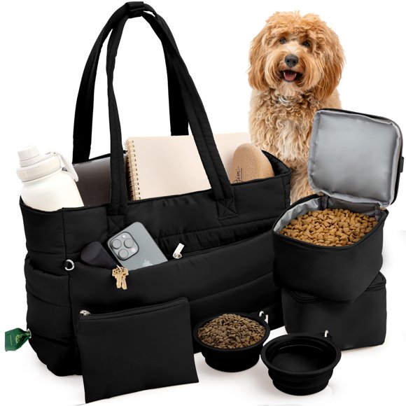 Bolso de Viaje para Perro rubyloo Puffer Tote con Comederos y Almacenaje