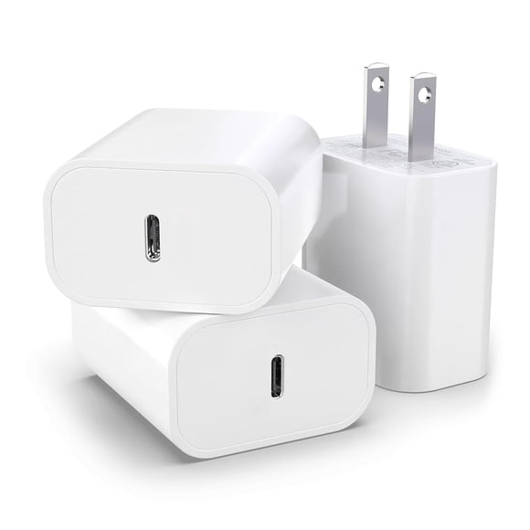 Adaptador de cargador de pared USB tipo C de 30 W para iPhone y más, paquete de 3