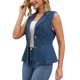 thumbnail image 4 of INSPIRE CHIC Chaleco de Mujer para Regreso a Clases, Chaleco de Mezclilla con Botones, Cuello con Solapa en Punta, Cintura Elástica, Chaquetas Sin Mangas de Jean XL Azul Oscuro, 4 of 6
