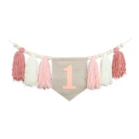 Bothyi - Banner De Silla Alta Decoración De 1Er Cumpleaños Para Fiestas Decoración De La Habitación Para Niños Cumpleaños Rosa