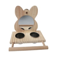 Ioensy - Loros Espejo Alimentador Tazas Jaula Perchas Marcos De Madera Plato Para Jaula Juguete