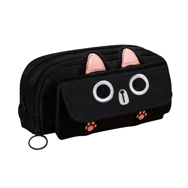 Estuche para lápices JIAOYUNLILI de gran capacidad con diseño de gato 3D para útiles escolares