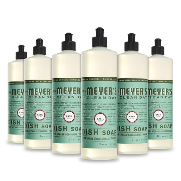 Jabón líquido para platos Mrs. MEYER'S CLEAN DAY Basil 473 ml, paquete de 6