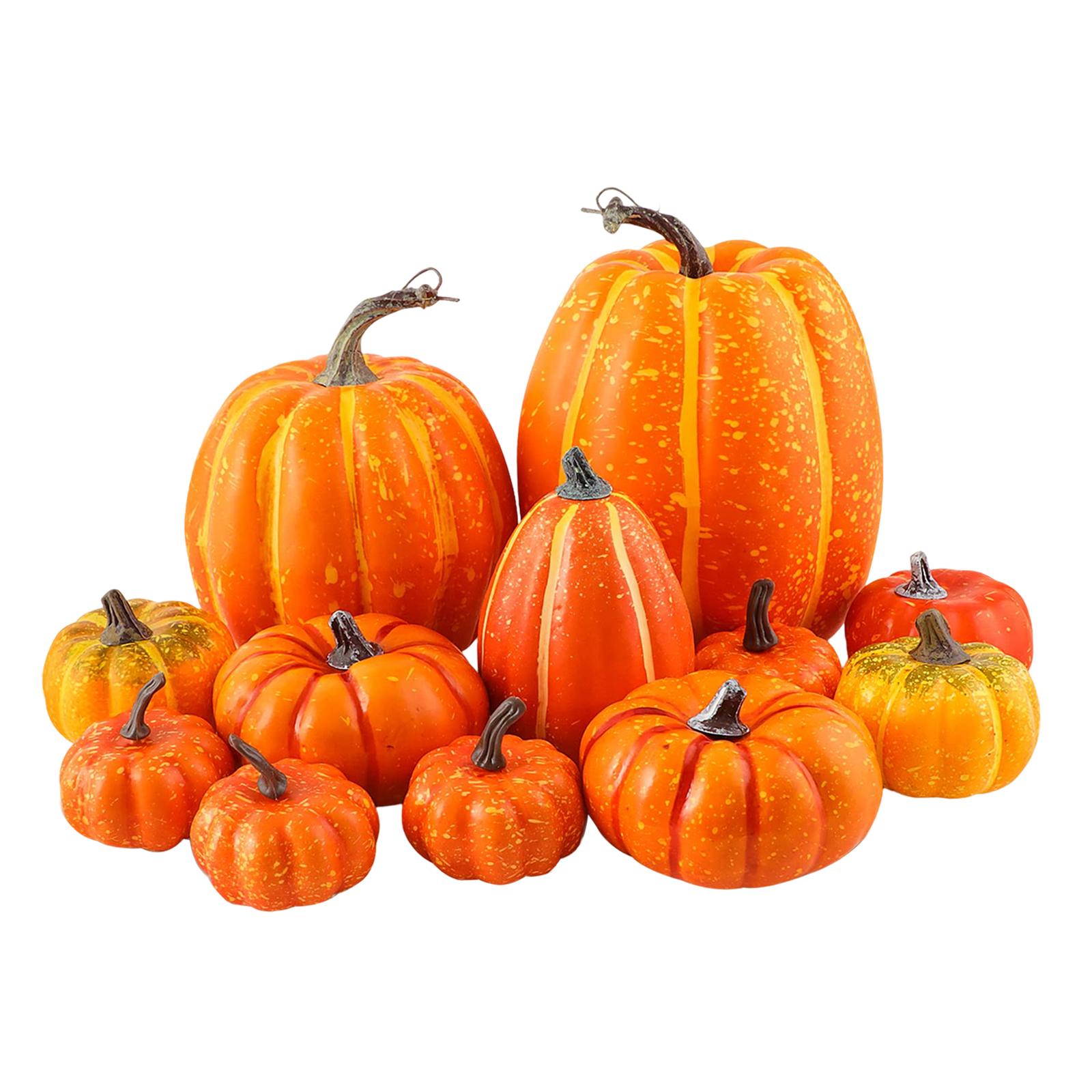 Magideal - 12 Piezas Calabaza Artificial Decorativa Espuma Realista Frutas Manualidades Creativas Para Fiesta Otoño Halloween Acción De Gracias Regalos Decoració Amarillo