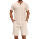 thumbnail image 1 of INSPIRE CHIC Conjuntos de 2 Piezas para Hombre Camisa Polo y Pantalones Cortos Conjuntos Tejidos Estampados XL Beige, 1 of 5