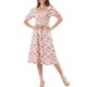 thumbnail image 2 of INSPIRE CHIC Vestido de Mujer con Nido de Abeja Floral Cuello Cuadrado Mangas Cortas Abullonadas Vestidos Midi de Primavera Verano Beige 3XL, 2 of 6