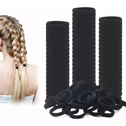 Genérica - Set 100 Unidades Colets Negras Gruesas 4Cm - Adcesorios