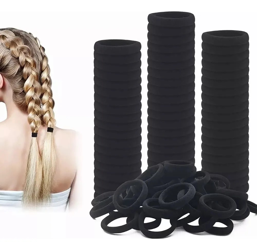 Genérica - Set 100 Unidades Colets Negras Gruesas 4Cm - Adcesorios