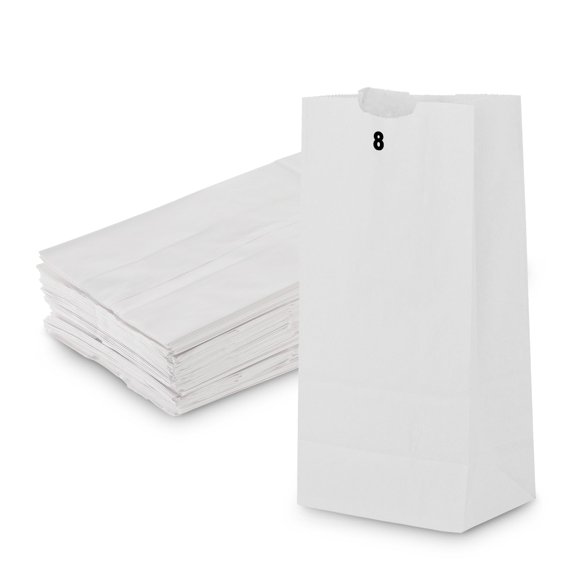 Bolsas de papel blancas desechables MT Products, capacidad 3,6 kg, paquete de 1000