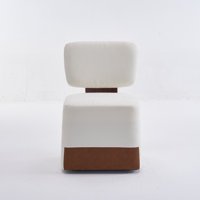 M&Ms - Linen Upholstered Armless Dining Chair With Casters,Ivory