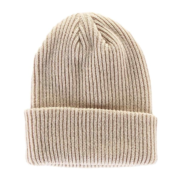 Gorro clásico de invierno cálido para hombre, gorro de punto acrílico con puños, gorro de uso diario